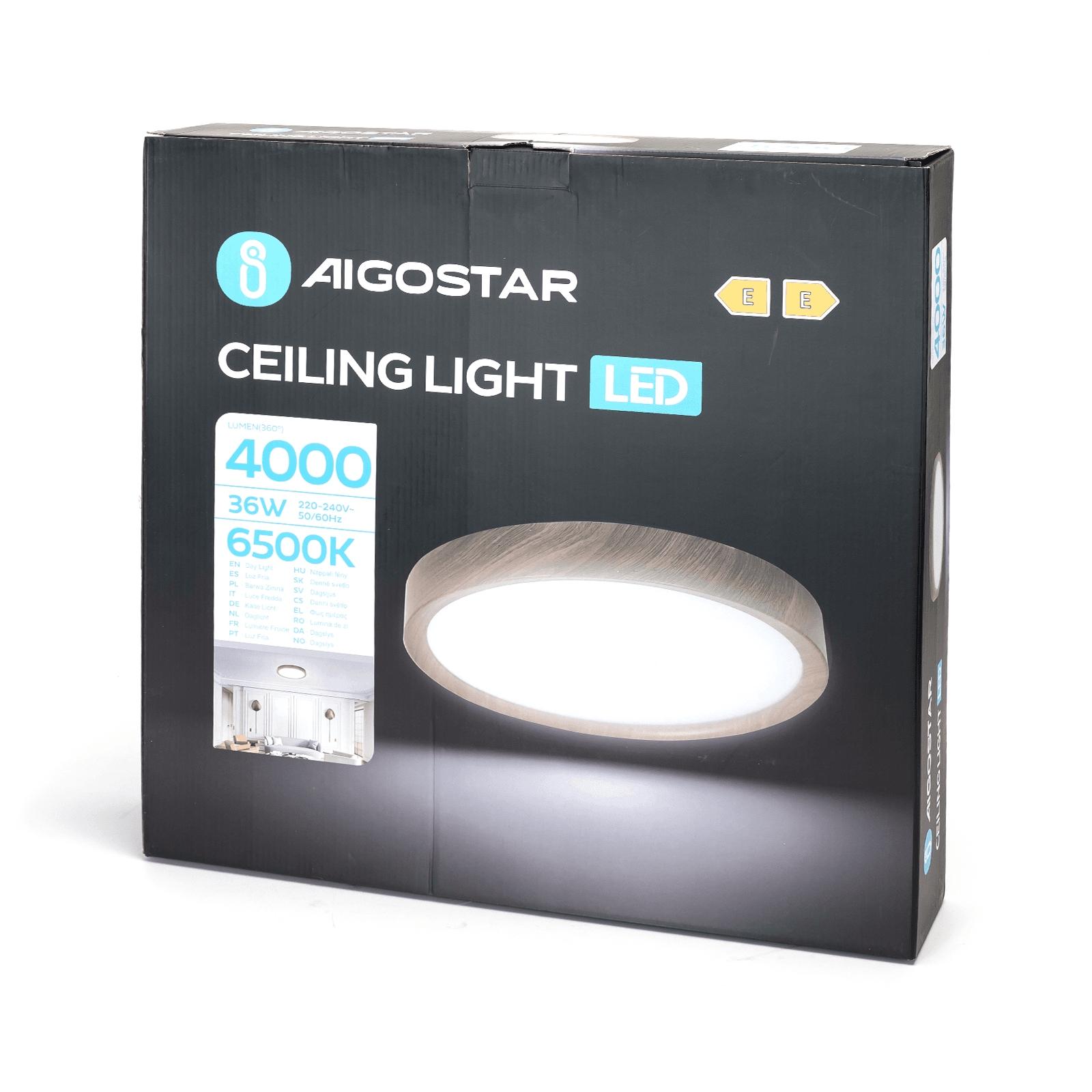 LED CEILING LIGHT 36W 6500K/WOODEN RING