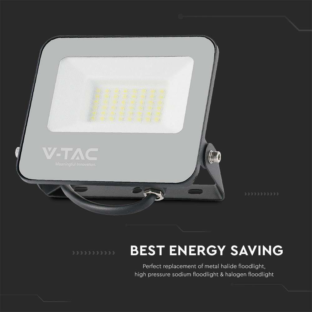 VT-44031 30W LED FLOODLIGHT 4000K BLACK BODY GREY GLASS 160LM/W