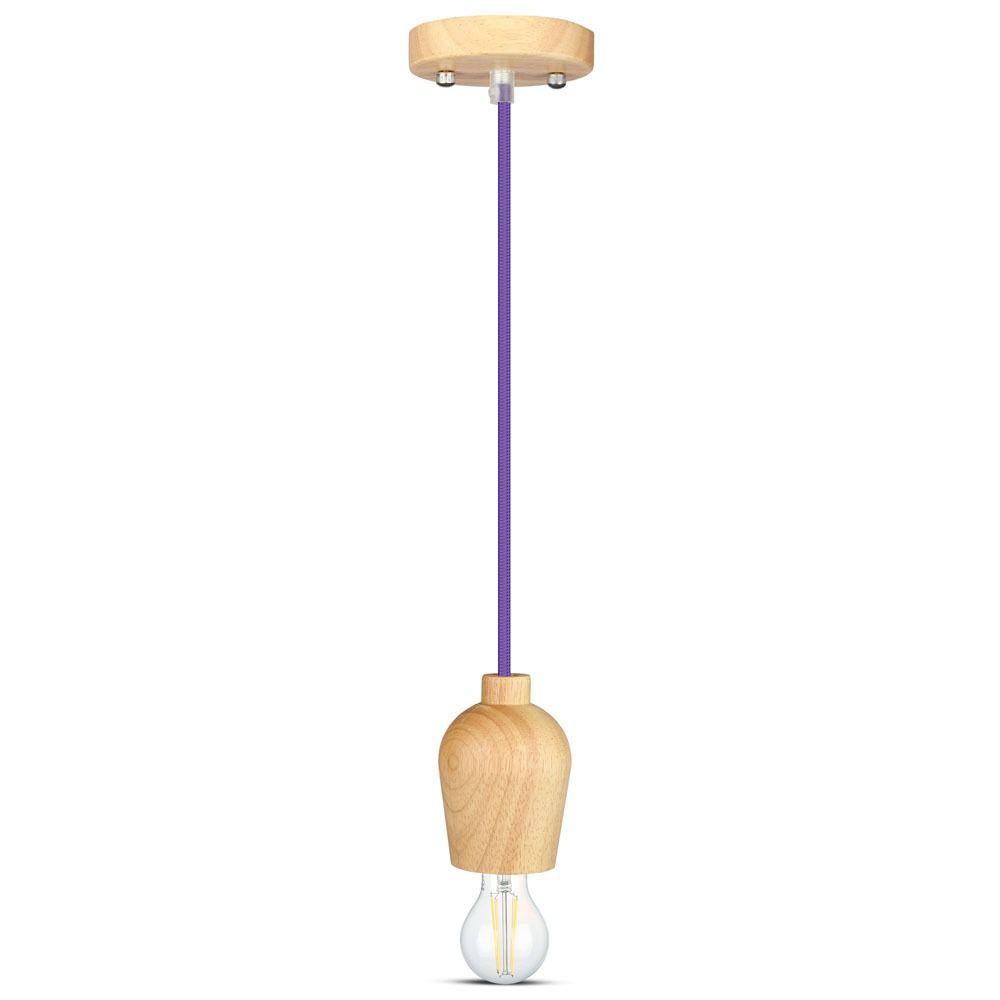 VT-7778 E27 WOODEN PENDANT LIGHT -PURPLE WIRE