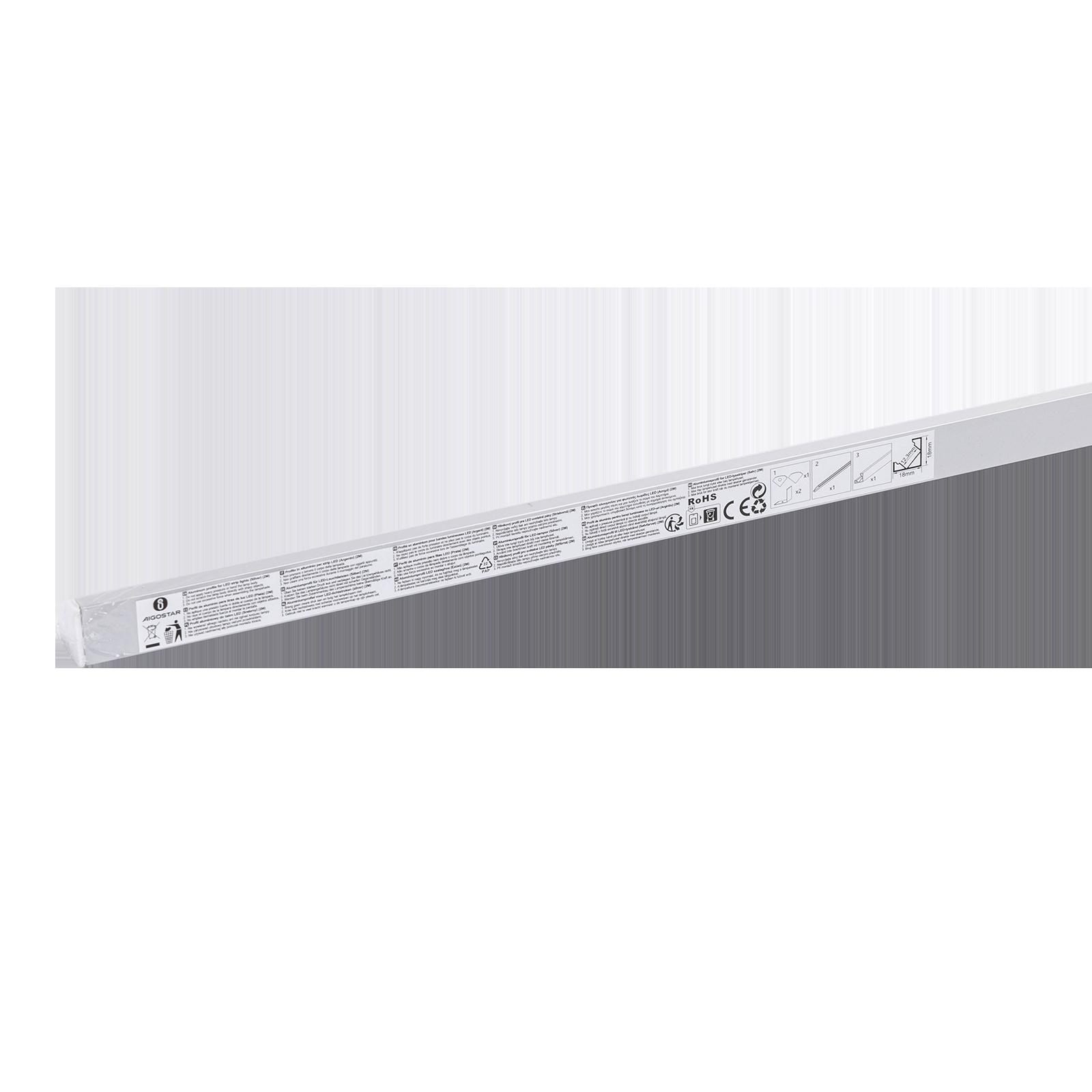 Surface-mounted LED strip channel, 2m, silver