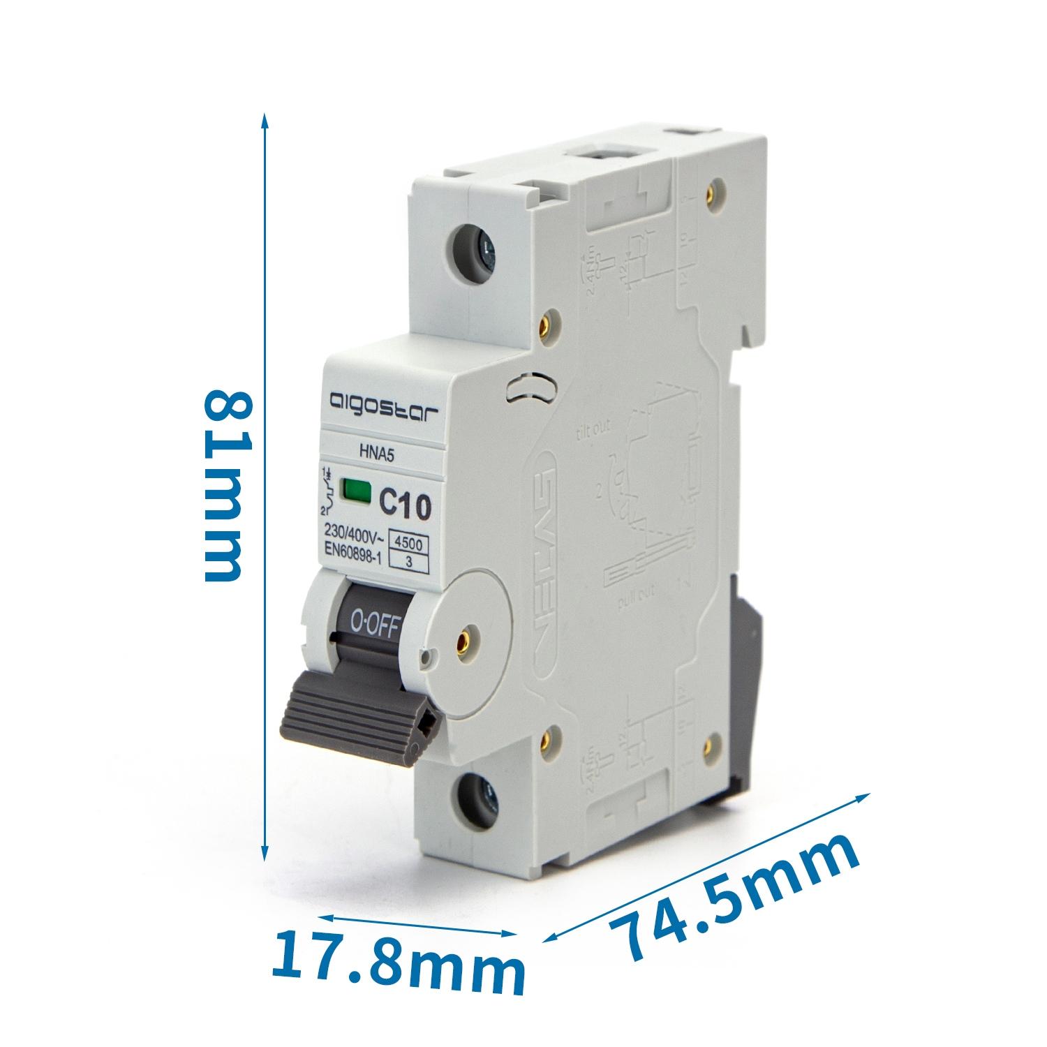 Miniature Circuit Breaker 1P 10A C CURVE Gray