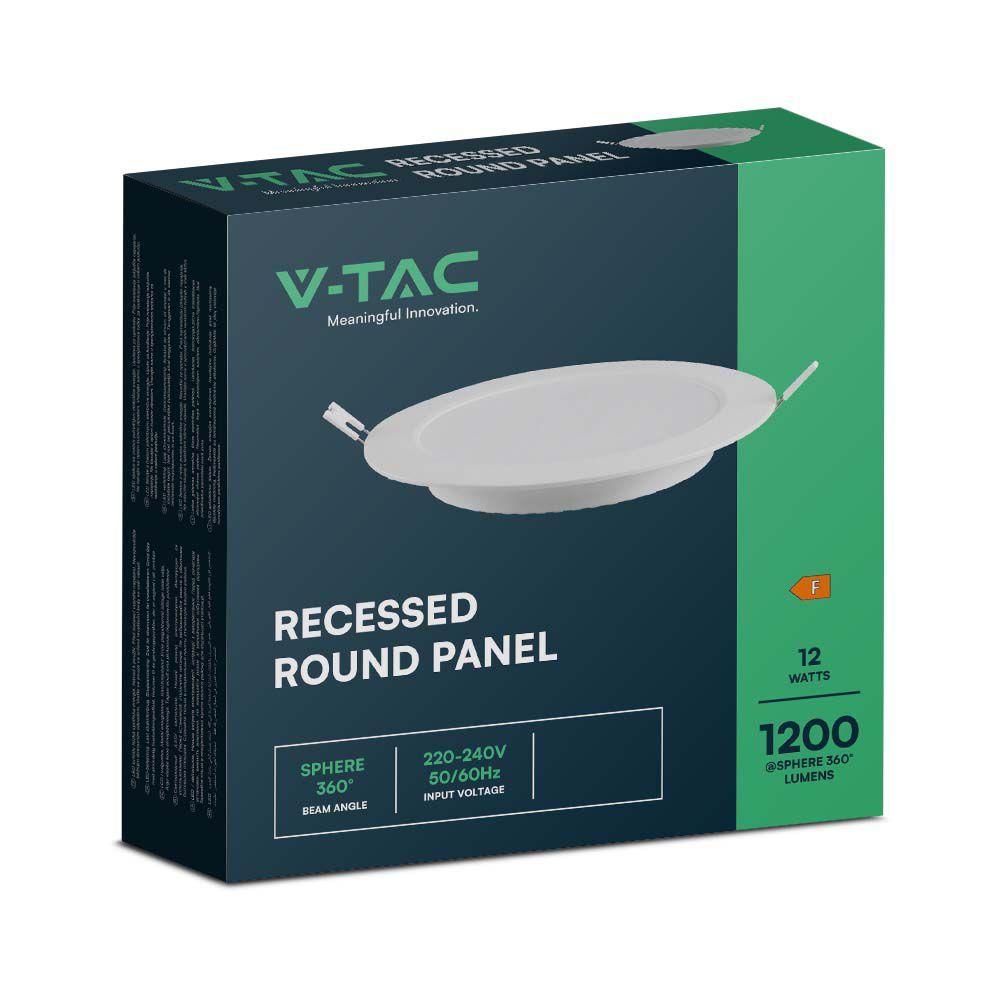 VT-61012 12W BACKLIT RECESSED PANEL 6500K RD