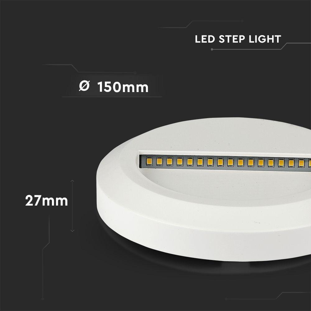 VT-1142 2W LED STEP LIGHT 4000K WHITE BODY ROUND