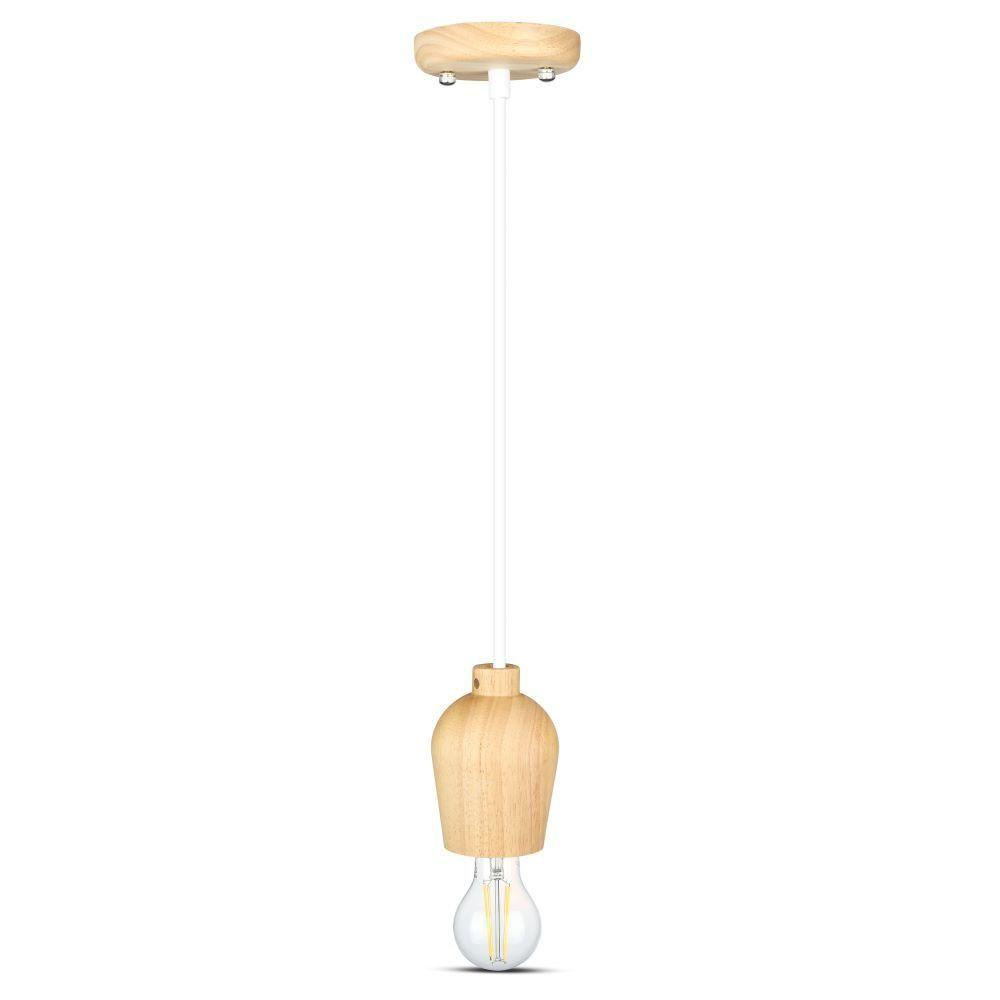 VT-7778 E27 WOODEN PENDANT LIGHT -WHITE WIRE