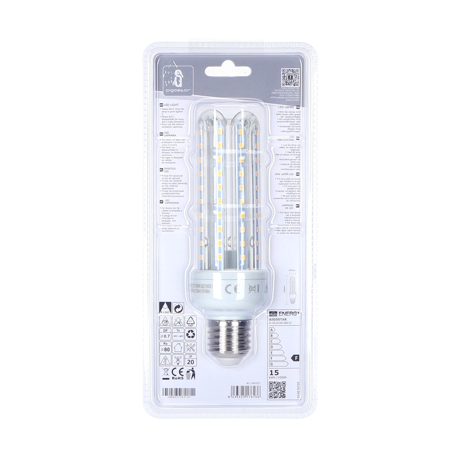 LED E27 15W U-tube