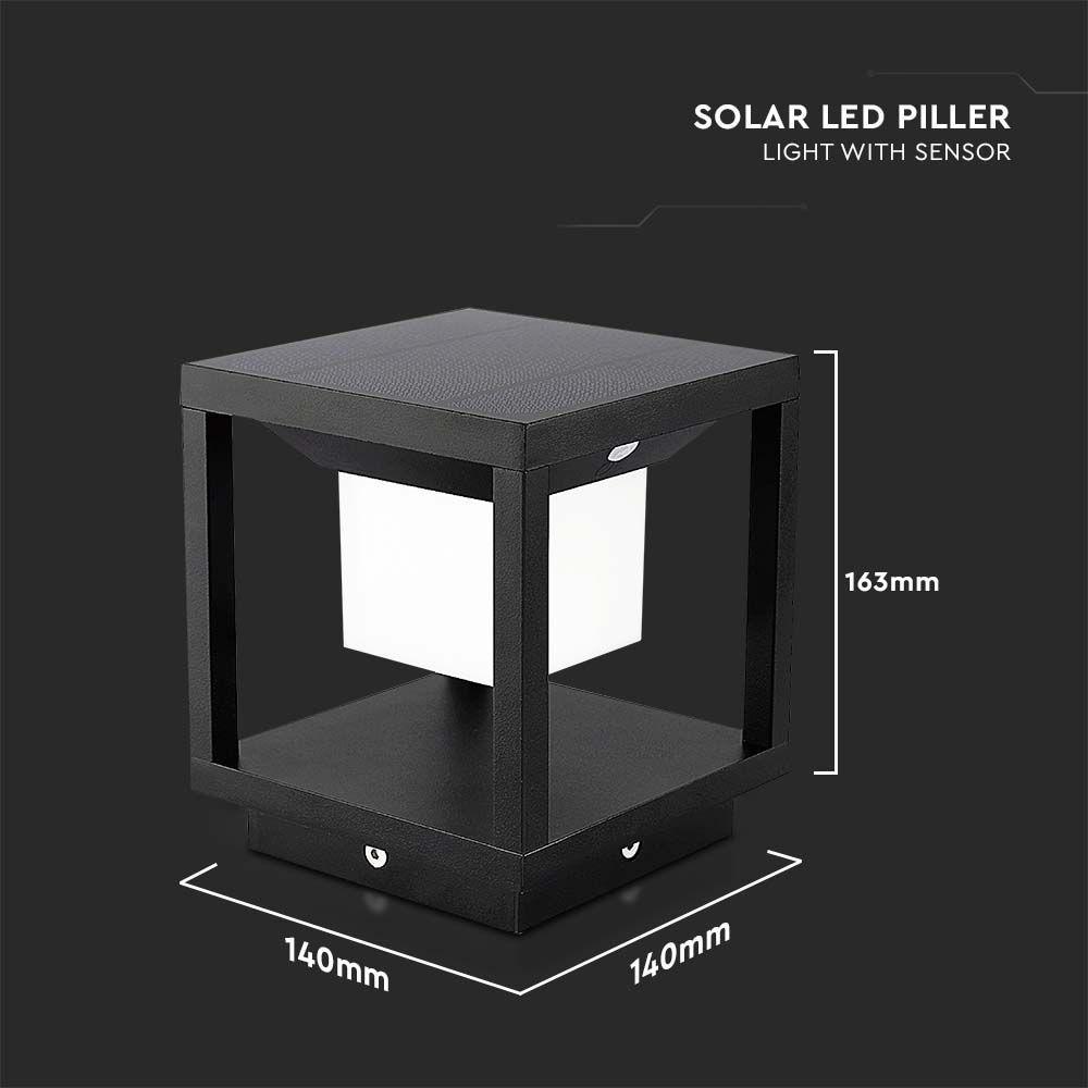 VT-11022 LED SOLAR PILLAR LIGHT 3000K BLACK BODY