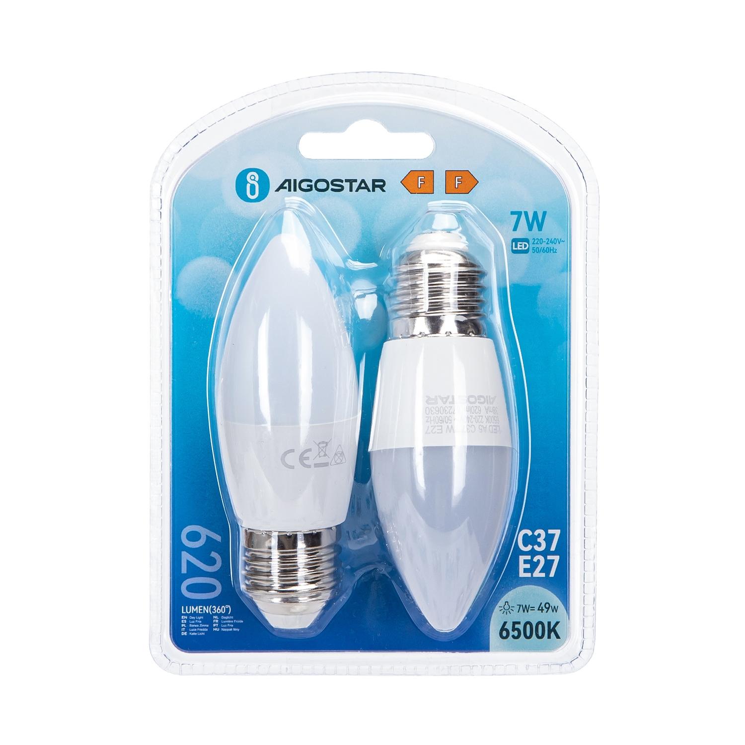 LED E27 7W C37 2pcs