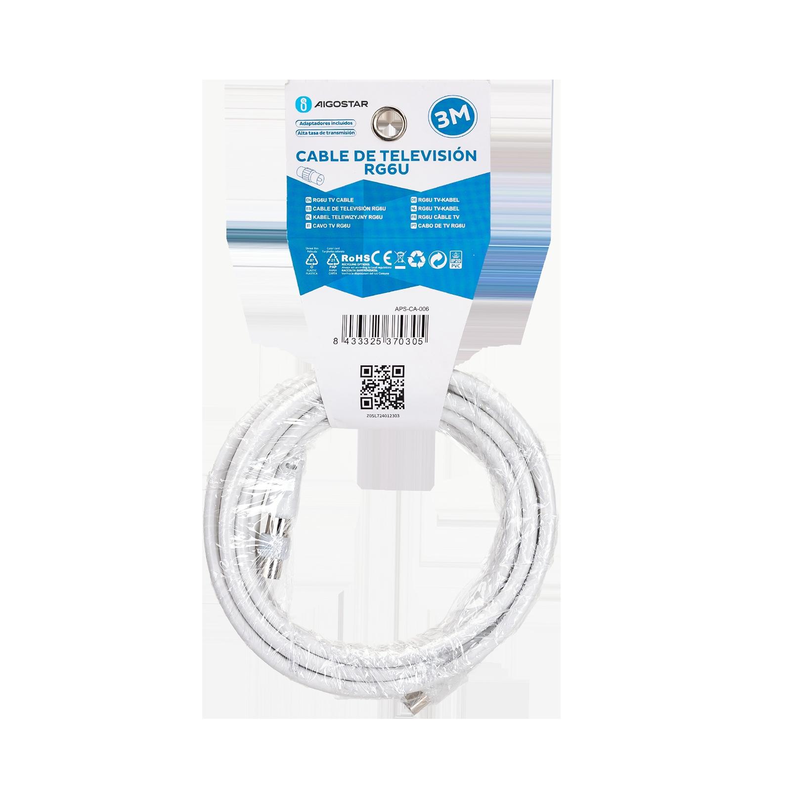 TV CABLE 3M（MALE TO MALE） RG6U WITH ACCESSORIES