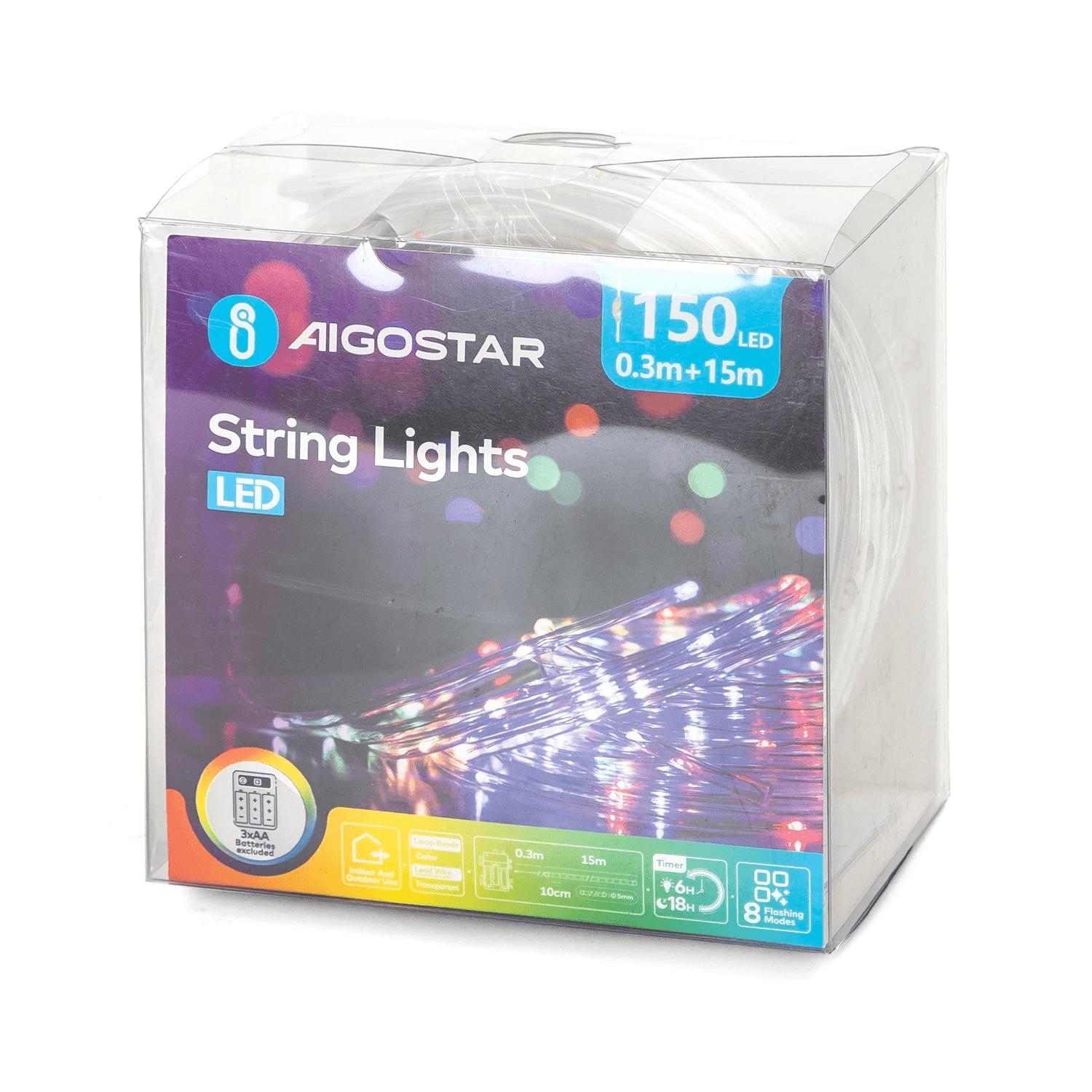 3AA battery -Φ5mm tube string lights, RGBY, 15m