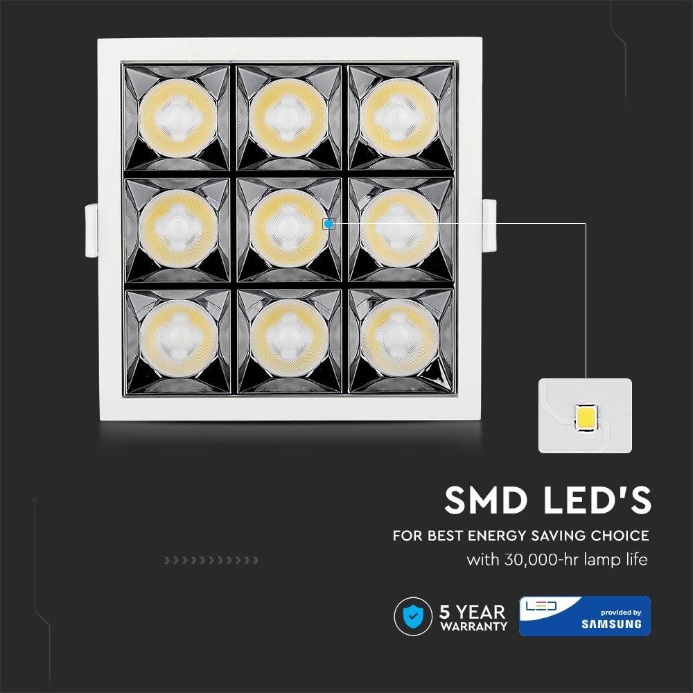 36W Oprawa wpuszczana reflektor LED, Chip SAMSUNG, Barwa:4000K, Kąt 38', VTAC, SKU 998