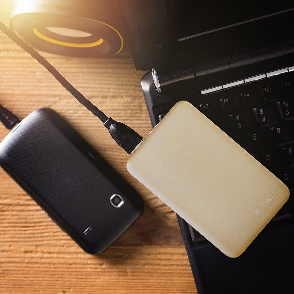 Power Bank, 5000mAh/18.5wh, 5V, Żółty, VTAC, SKU 8196