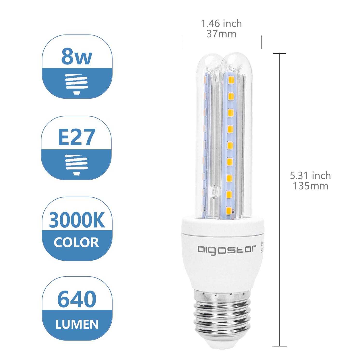 LED E27 8W U-tube