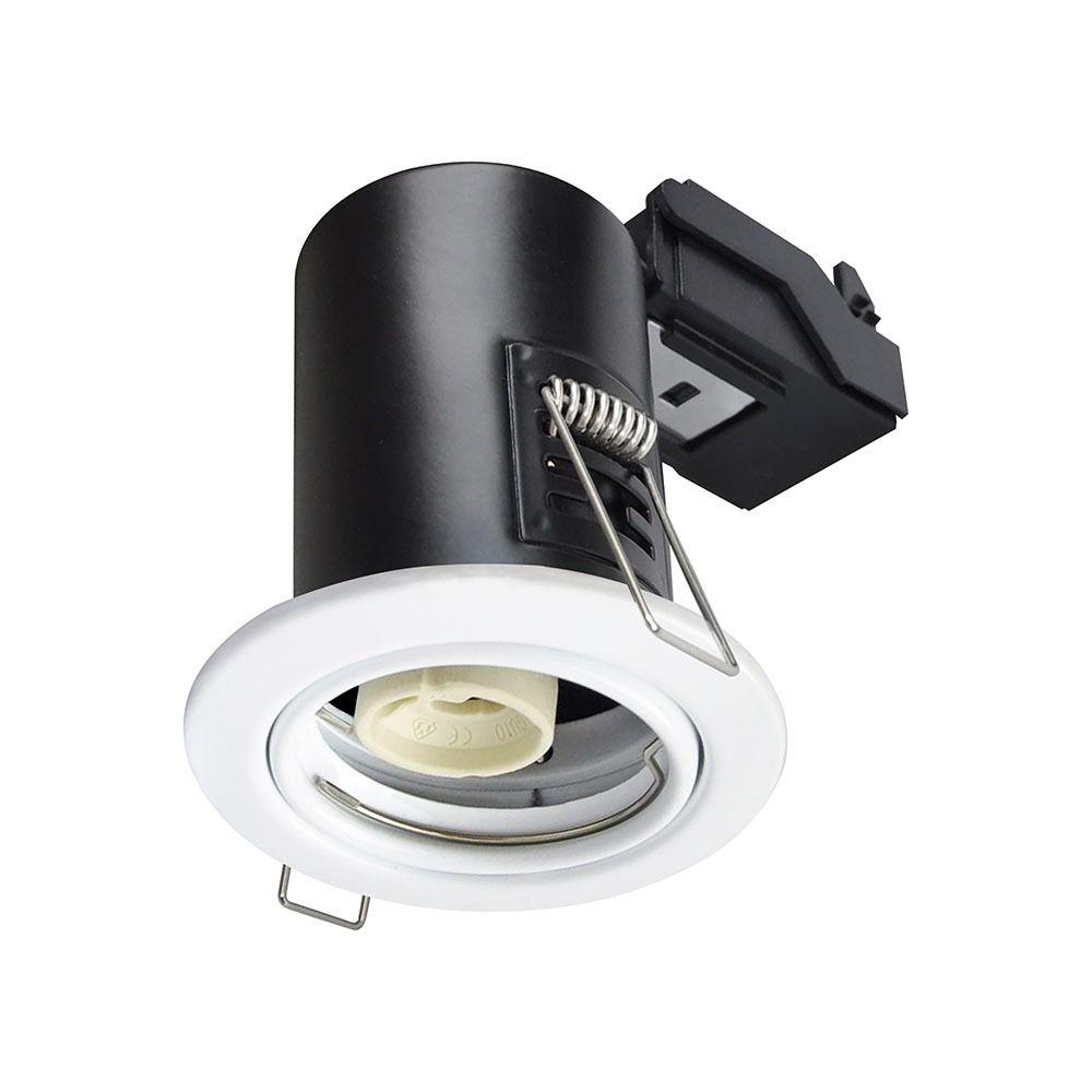 VT-703 GU10 TILT FIRE RATED DOWNLIGHT FITTING IP20-WHITE