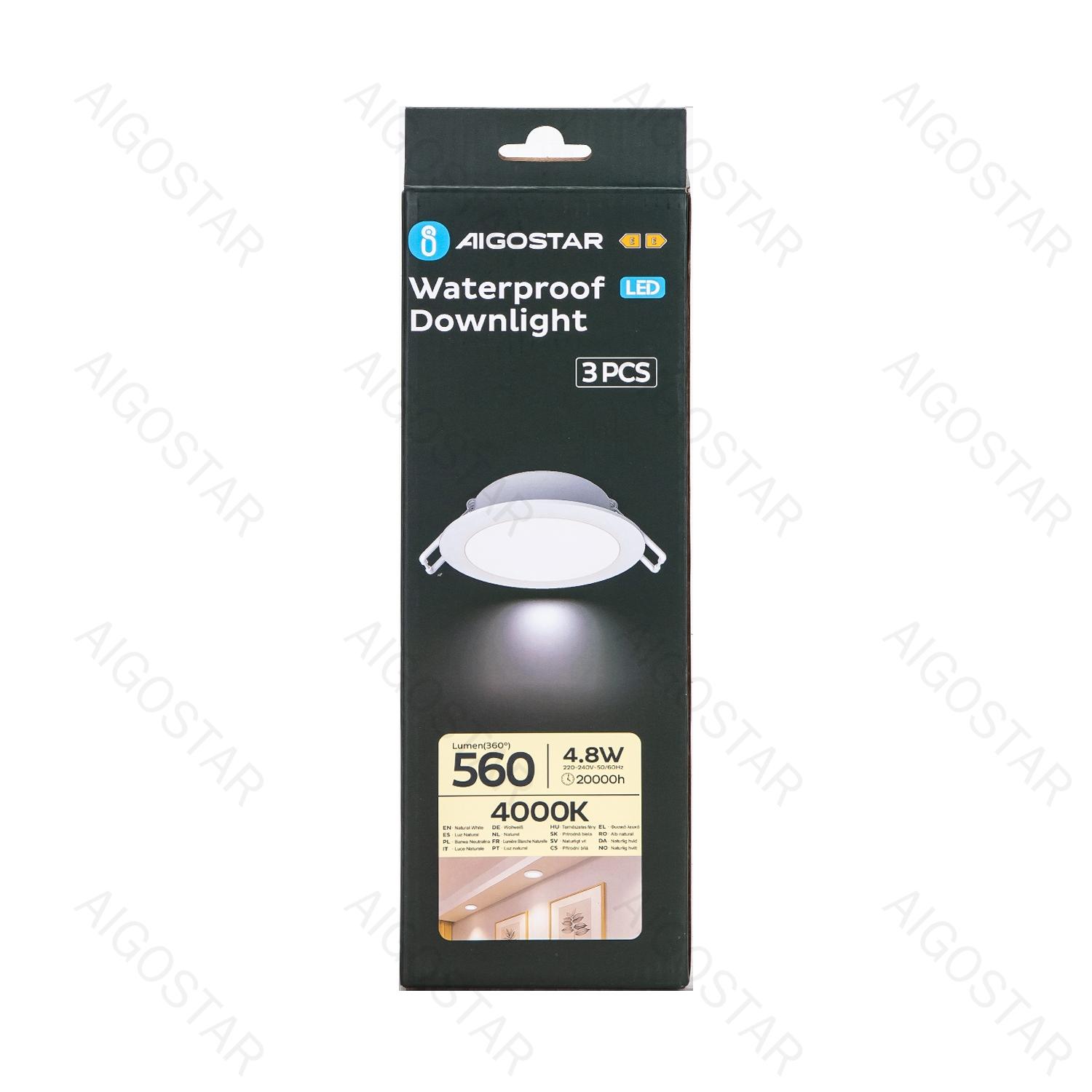 Wodoodporny downlight IP65 4,8W 4000K 3szt.