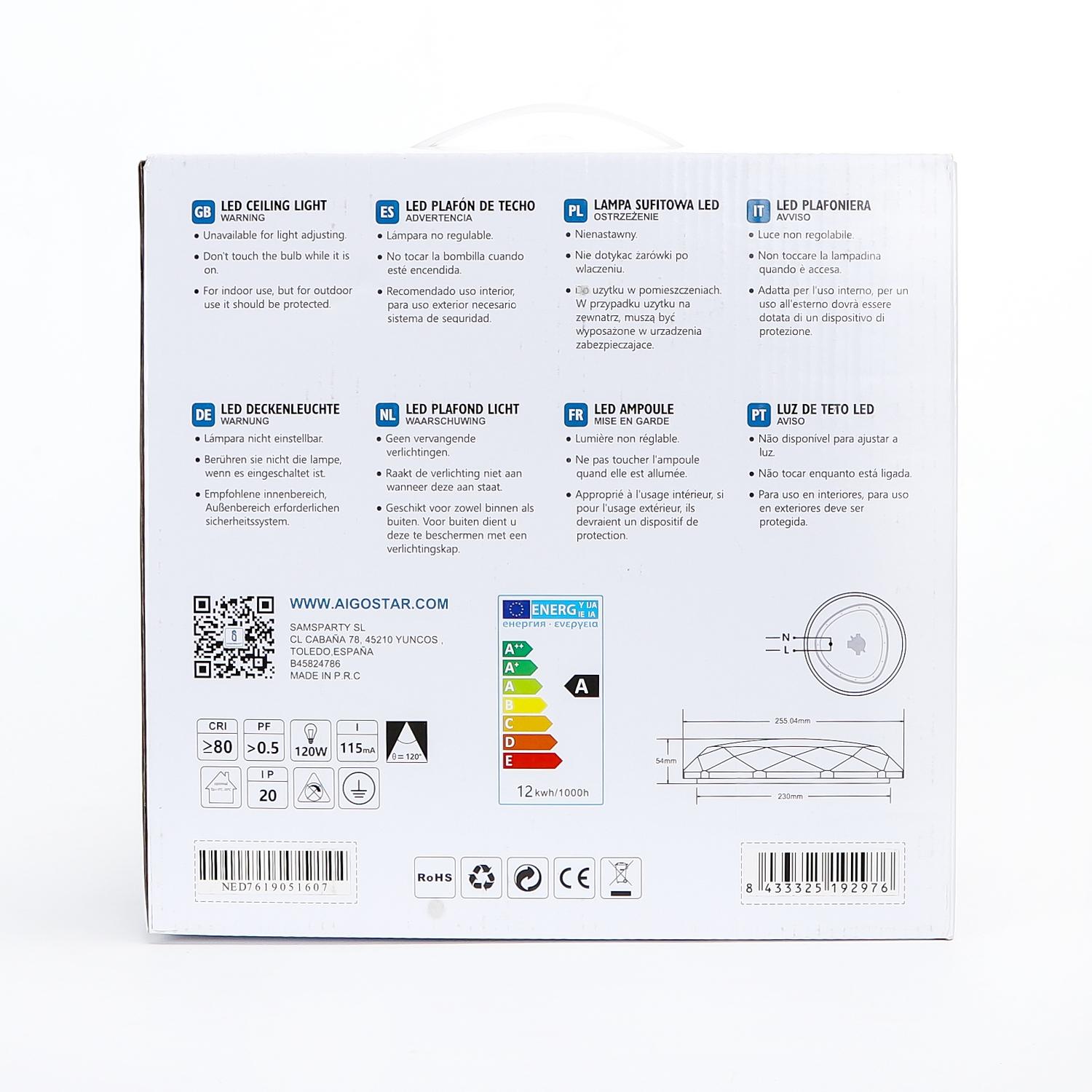 LED Lampa sufitowa 12W 4000K (12W,4000K,1300lm)