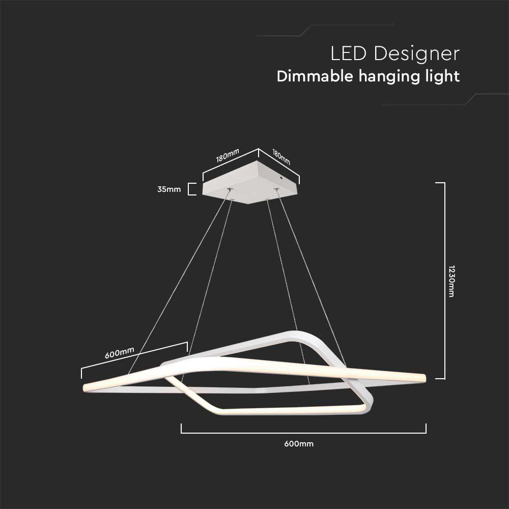 VT-7909 48W LED METAL HANGING LAMP 600x600xH1200MM 4000K WHITE BODY TRIAC DIMMABLE