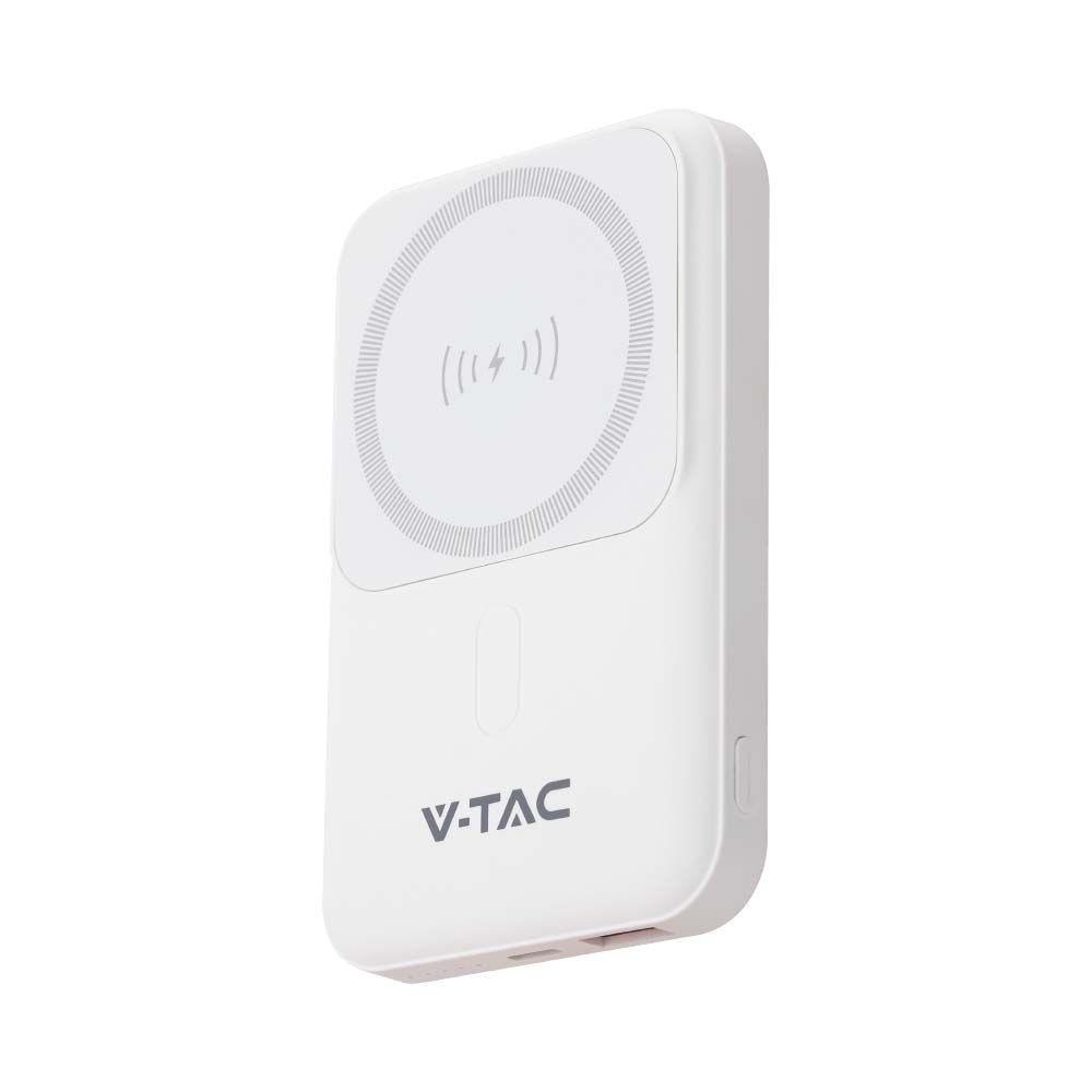 VT-3529 10000mah MAGNETIC WIRELESS POWER BANK WITH METAL RING-WHITE