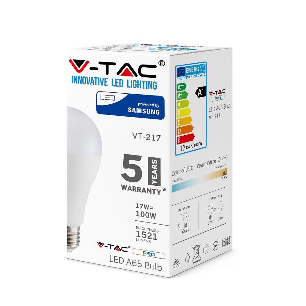 VT-217 17W A65 LED BULB-SAMSUNG CHIP 4000K E27 200'D