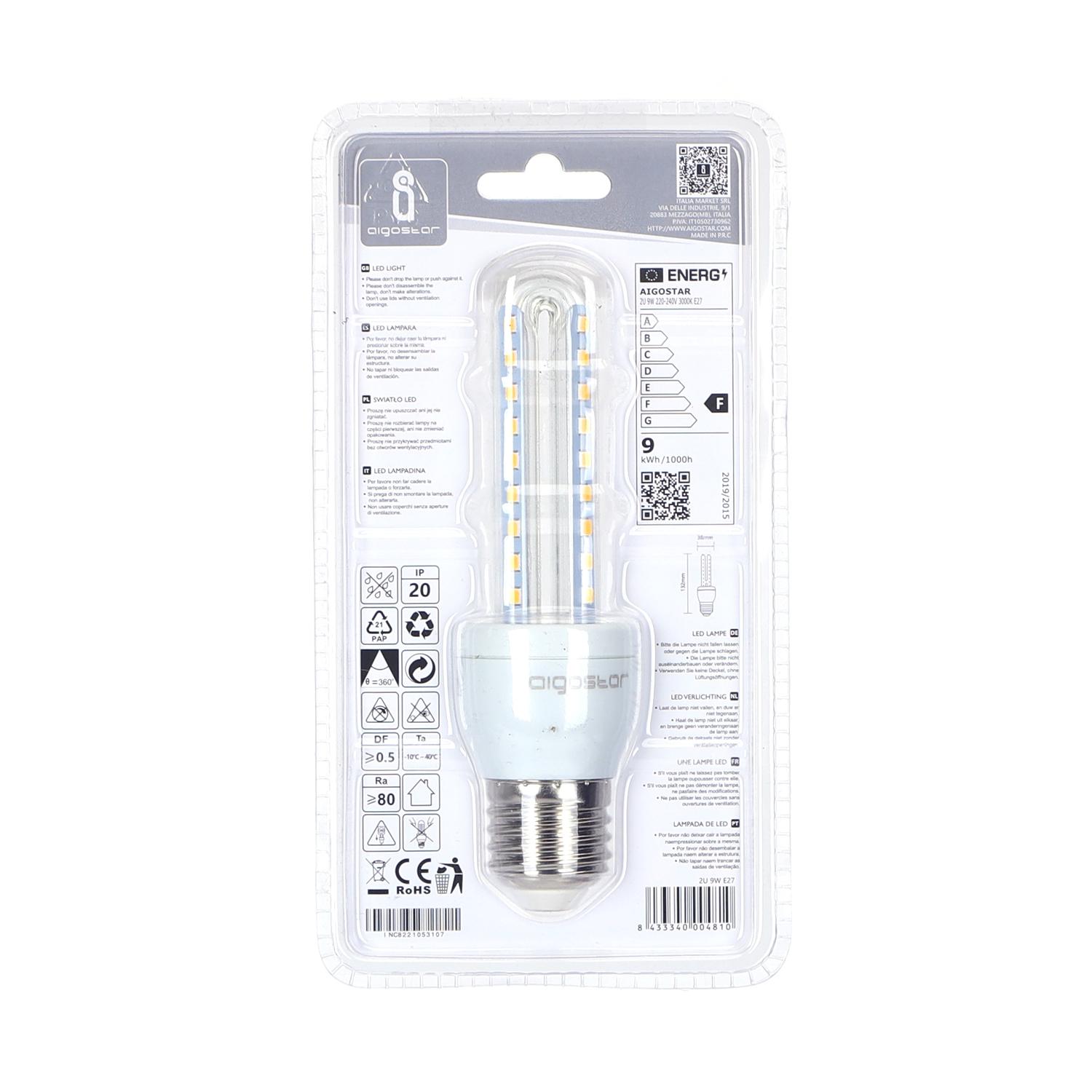 LED E27 9W U-tube