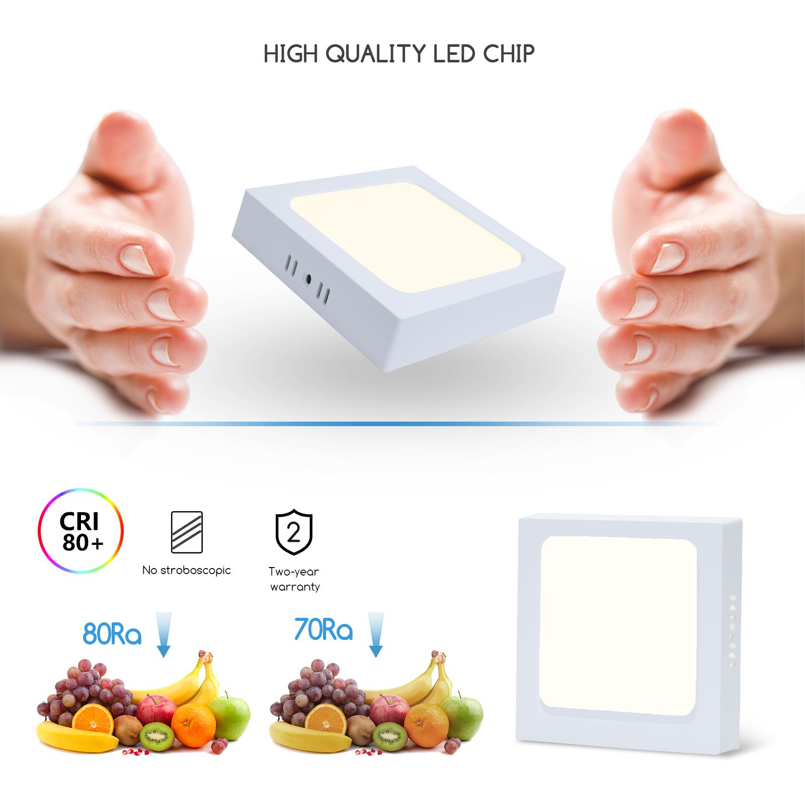 E6 LED  Surface-mounted Square Downlight 12W Natural Light