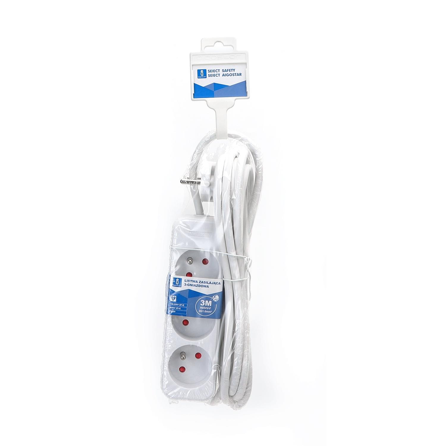 Power strips 3-way 3m H05VV-F 3G1.0m㎡ White