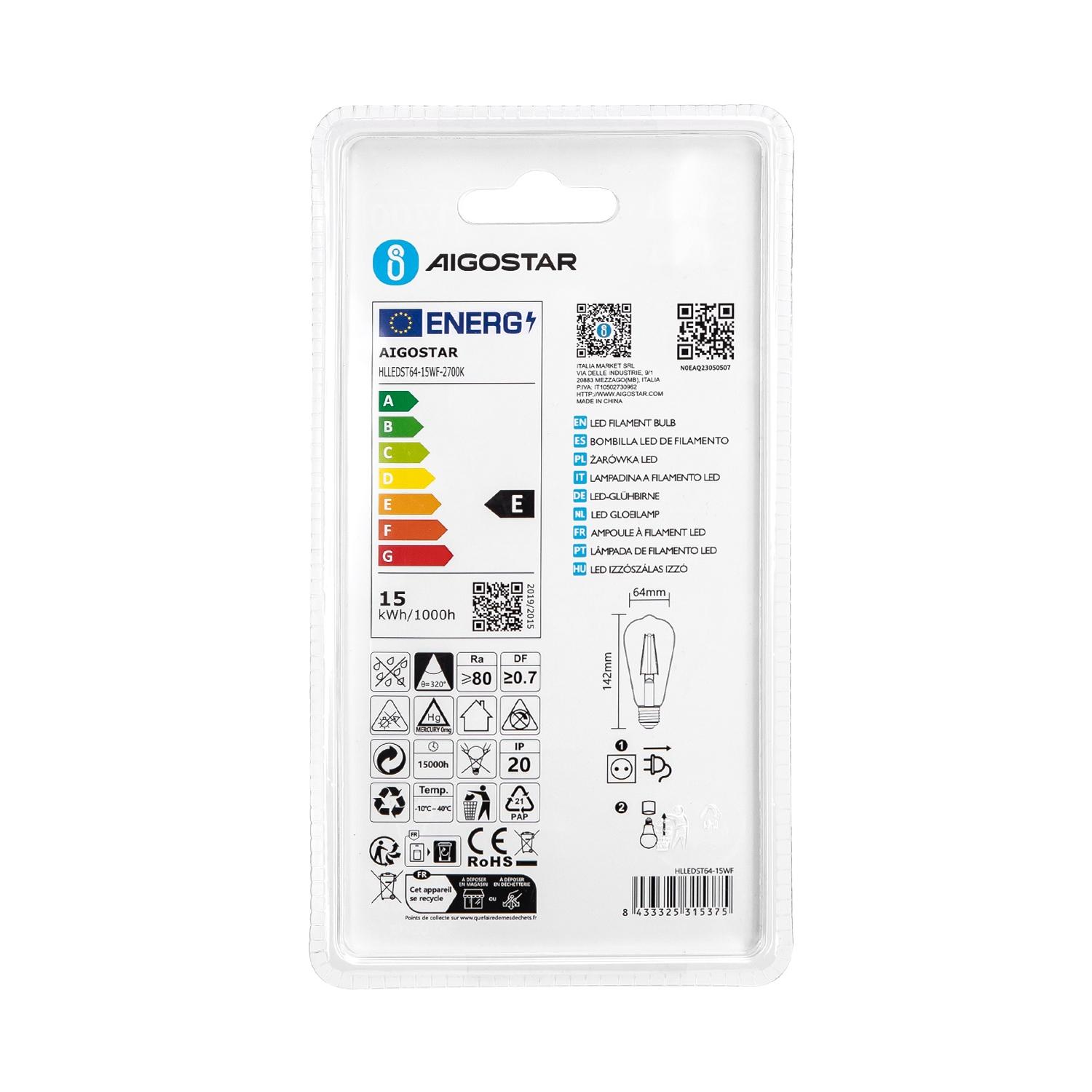 Mlecznobiała żarówka LED ST64 E27 15W