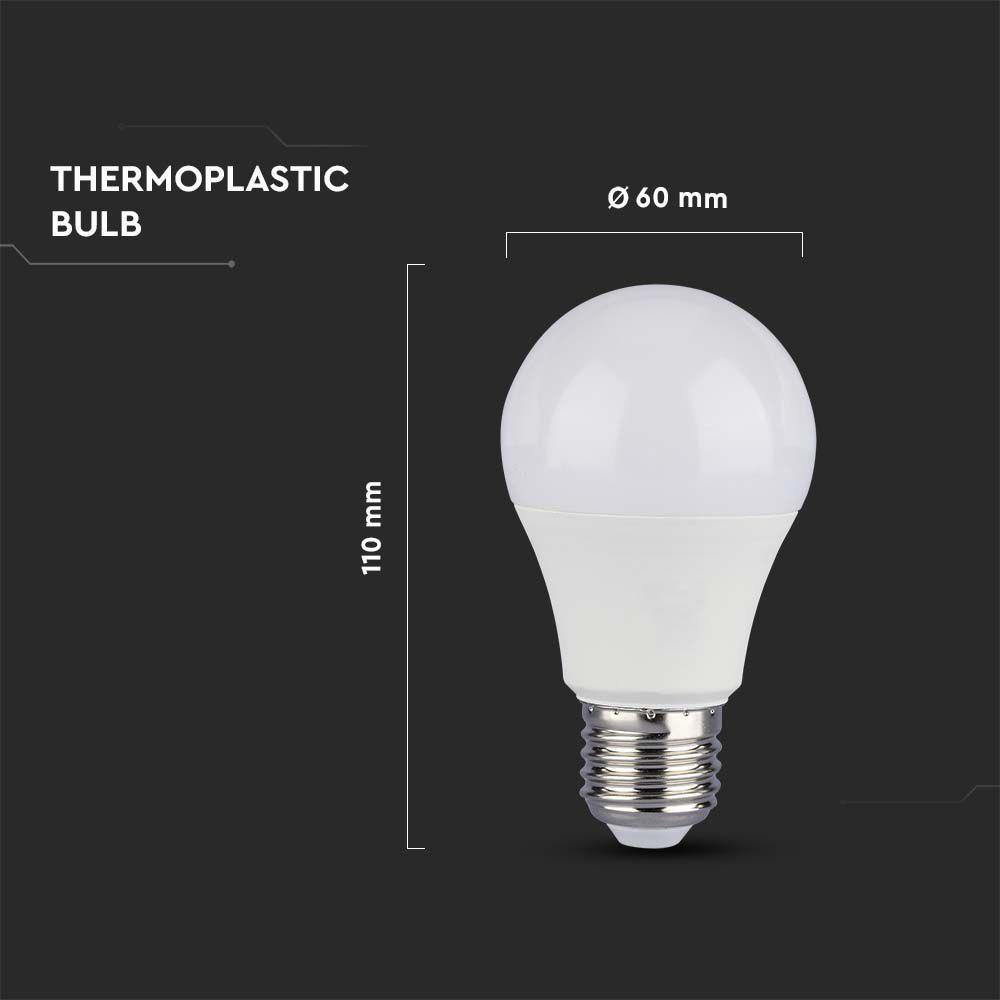 VT-2016 8.5W A60 PLASTIC SENSOR LED BULB 3000K E27 200'D