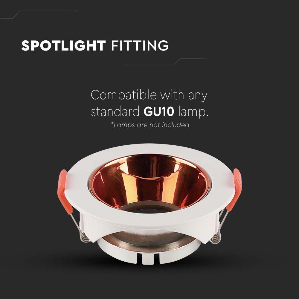 VT-931 GU10 FITTING ROUND WHITE FRAME+ROSE GOLD REFLECTOR