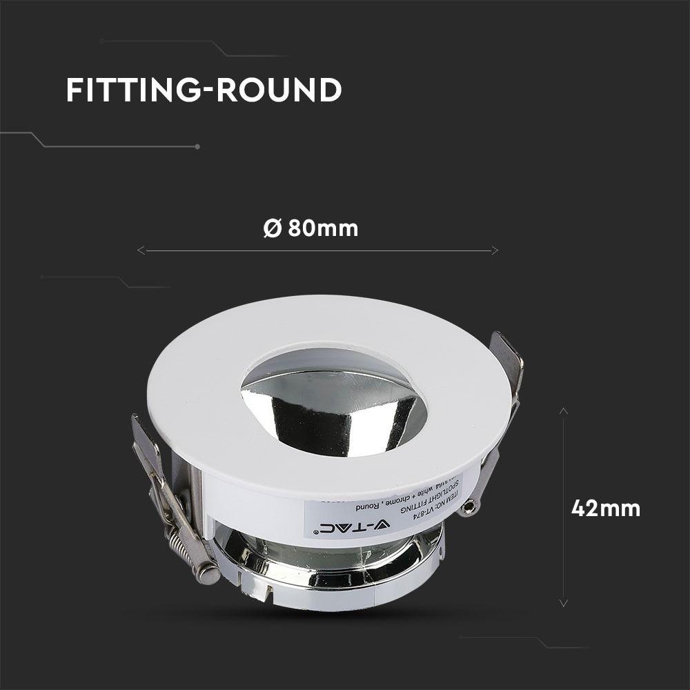 VT-874 GU10 FITTING ROUND-WHITE+CHROME