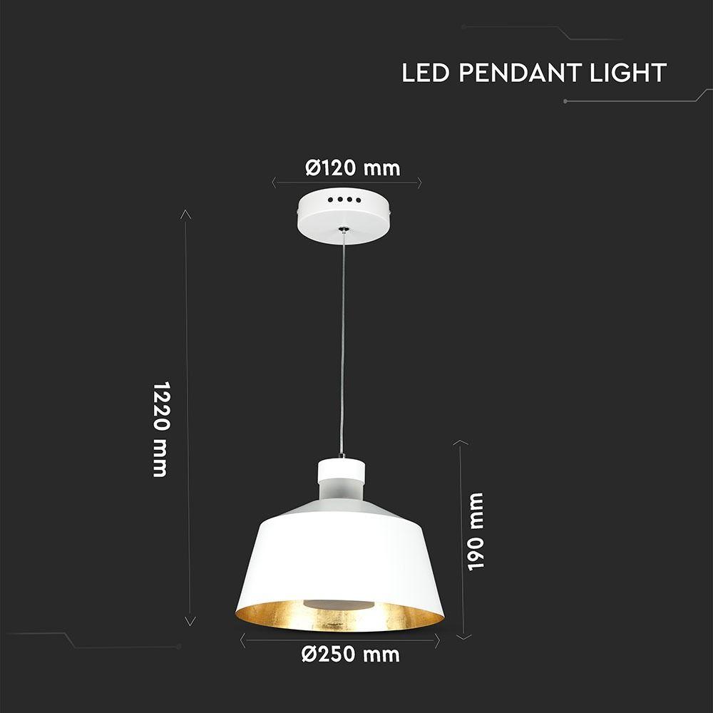 VT-7444 7W LED PENDANT LIGHT(ACRYLIC)-WHITE LAMPSHADE 3000K