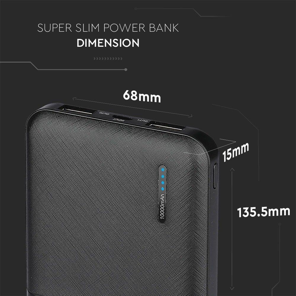 Power Bank, 3.7V/10000mAh, Czarny, VTAC, SKU 8897