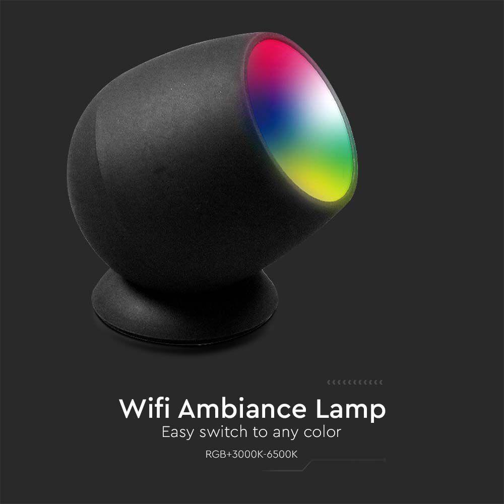 2.2W Lampka LED AMBIANCE WIFI Kompatybilna z Amazon Alexa i Google Home, Barwa: RGB+WW+CW, Czarna, VTAC, SKU 405851