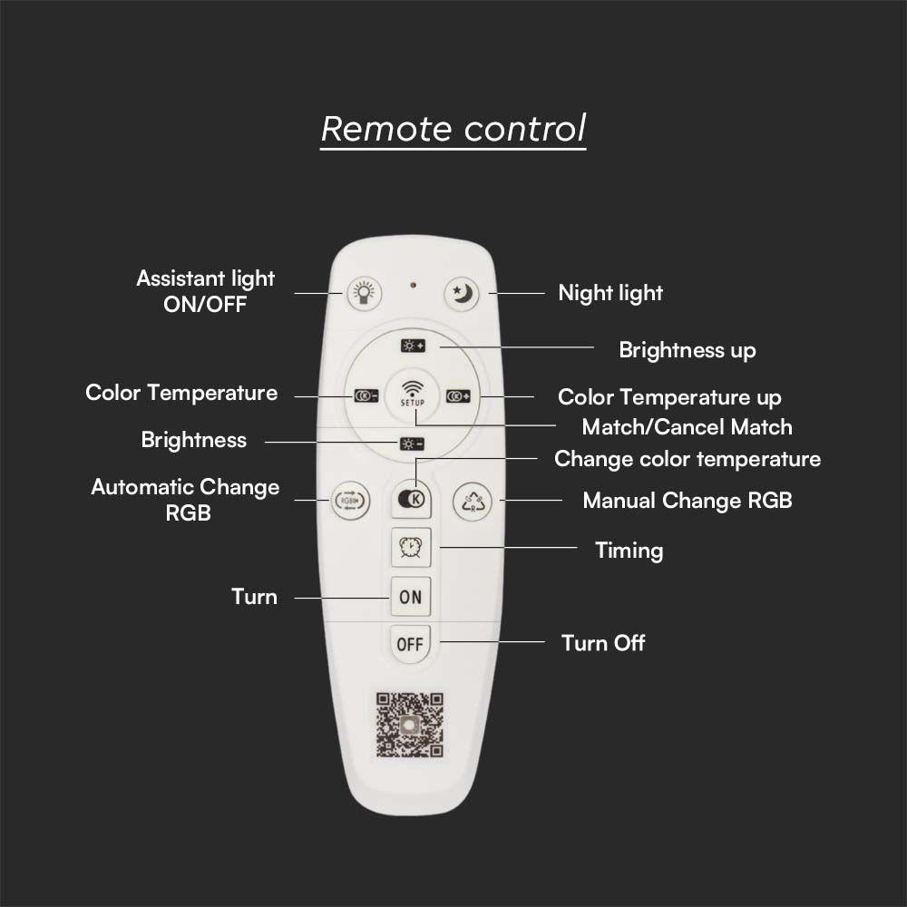 80W Dekoracyjna lampa sufitowa LED (50*9CM), Barwa: 3000K+6000K, Ściemniana, Obudowa: Czarna    , VTAC, SKU 15358