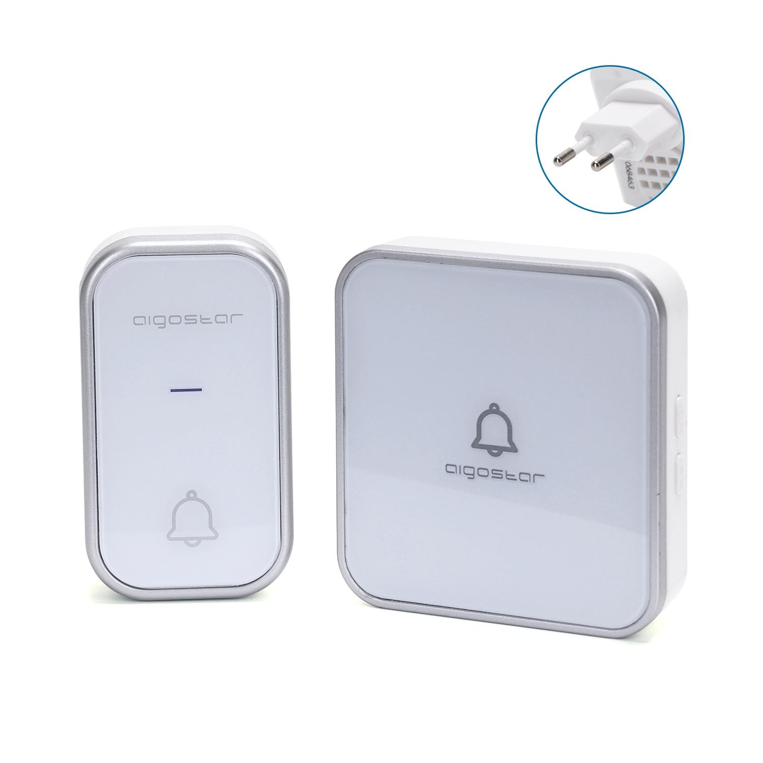 Self-power AC Wireless Doorbell White & Silvery