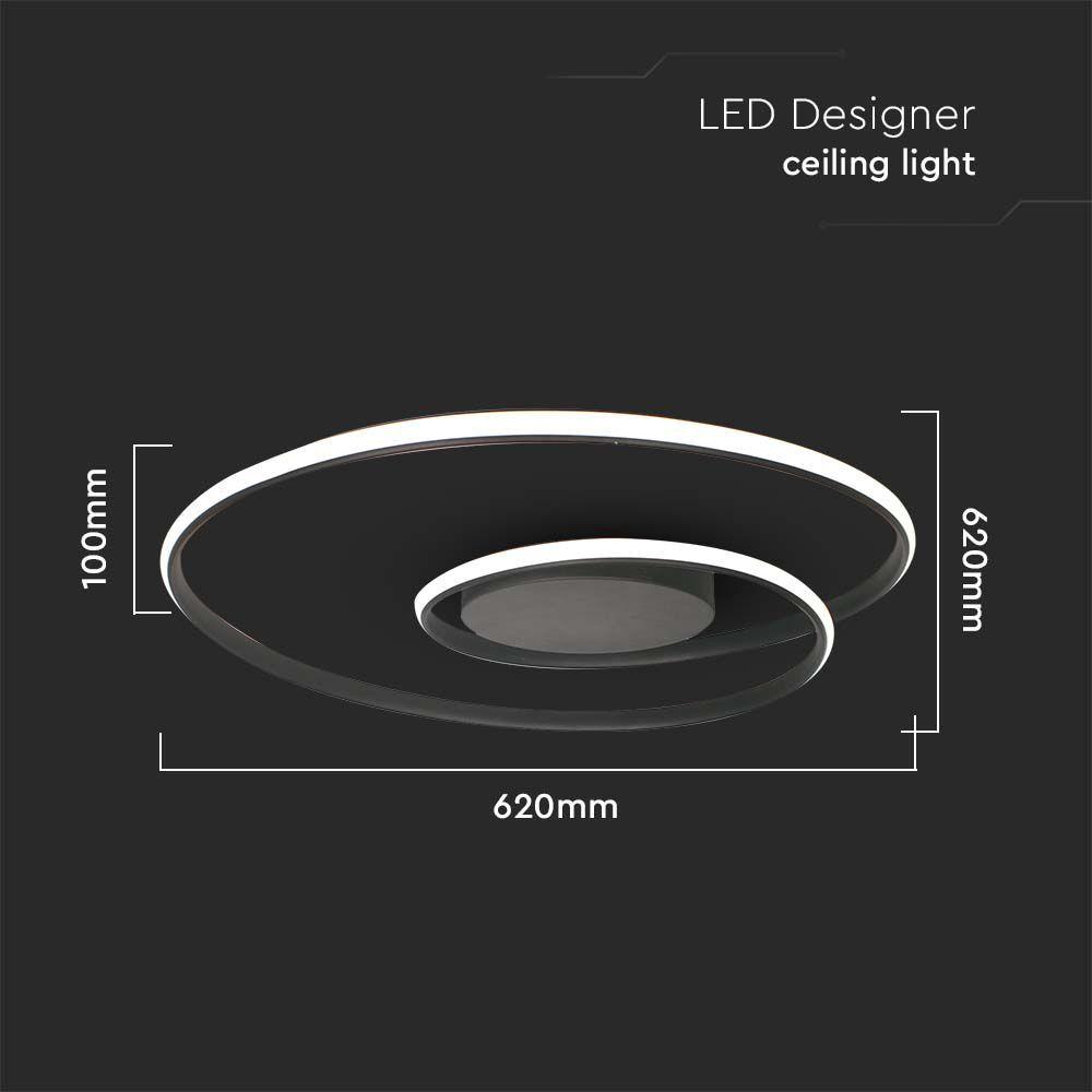 VT-7911 48W LED METAL CEILING LAMP D600xH50MM 3000K BLACK BODY TRIAC DIMMABLE