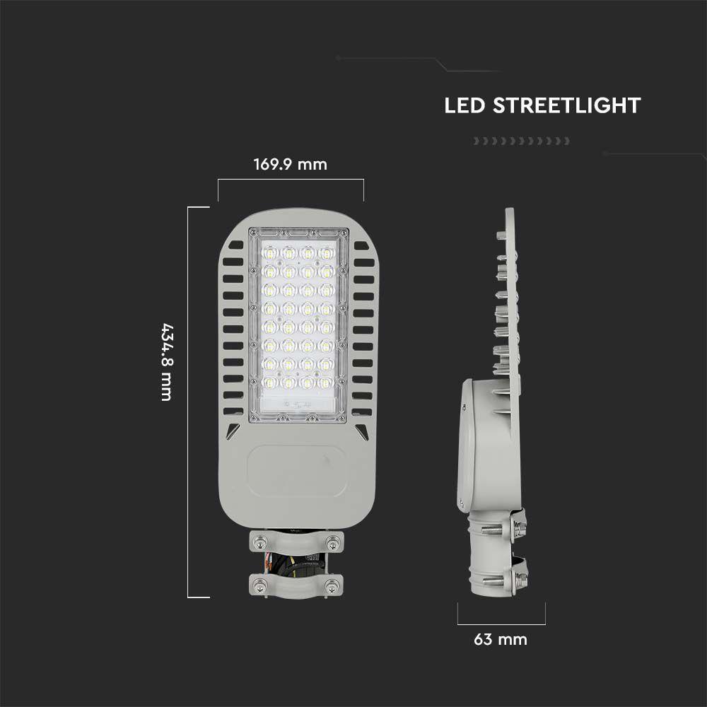 50W Lampa uliczna LED Slim, Chip SAMSUNG, Barwa:4000K, Wydajność: 135lm/w, VTAC, SKU 21958