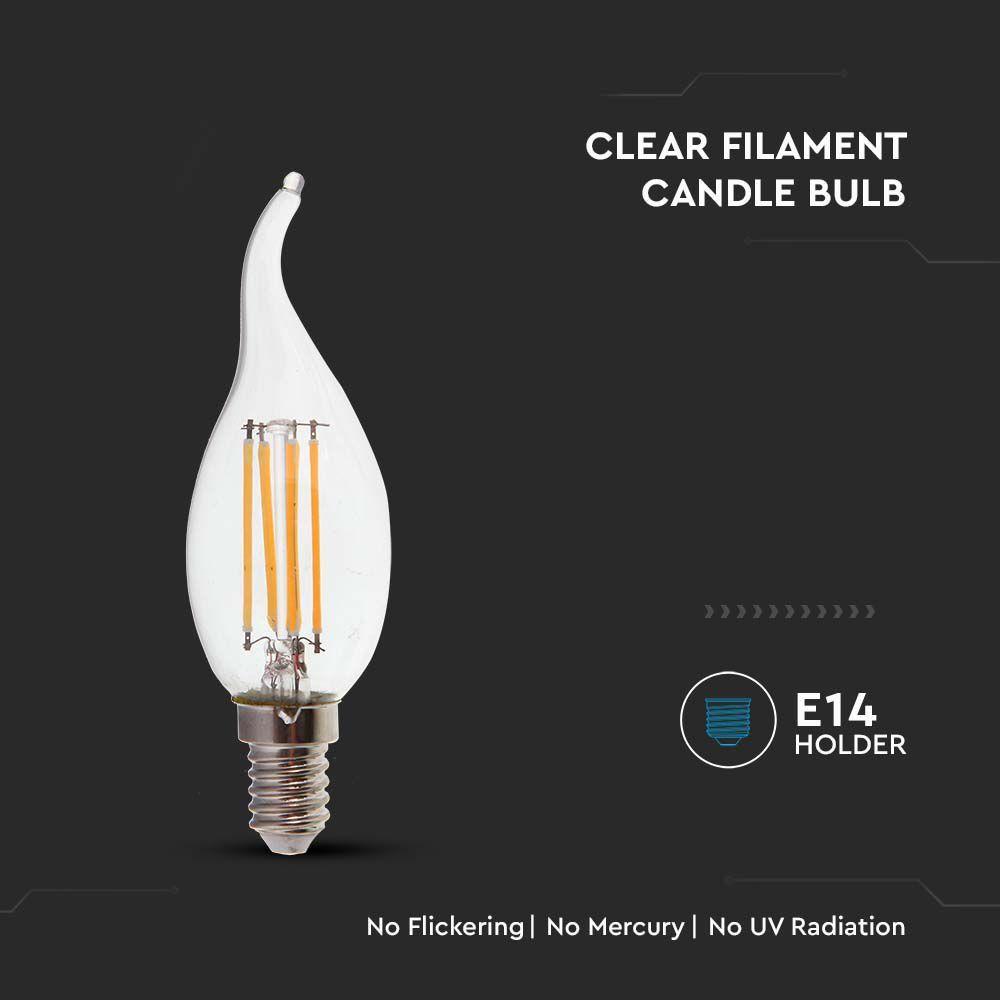 VT-1997 4W LED CANDLE FLAME FILAMENT BULB 6500K E14