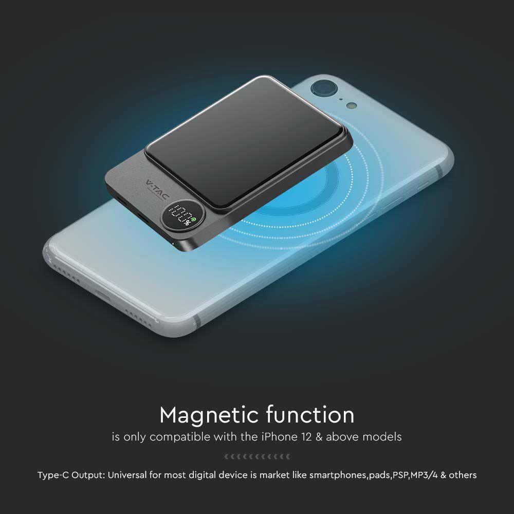 5000mAh 9mm ULTRA THIN MAG SAFE ALUMINUM ALLOY MAGNETIC POWER BANK WIRELESS FAST CHARGE SPACE GREY