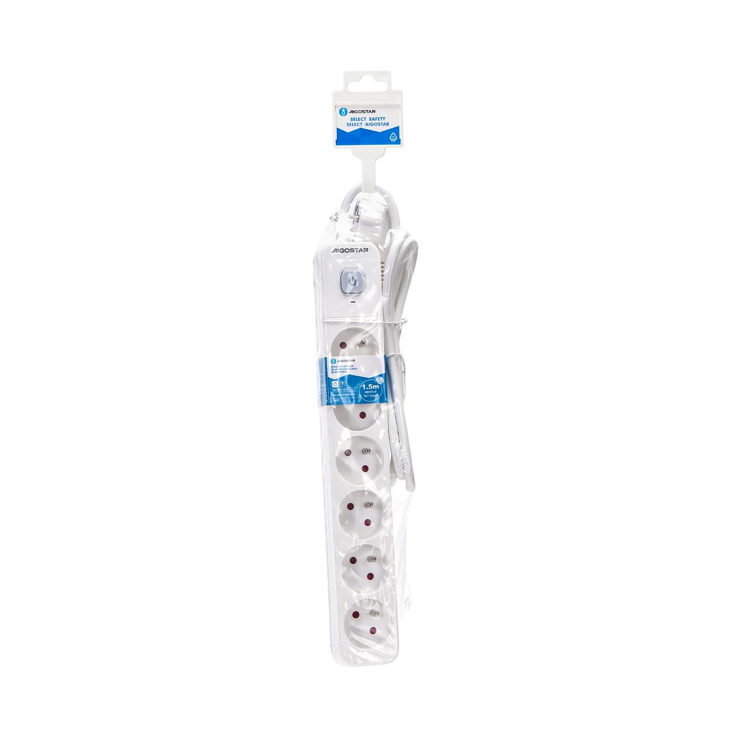 Power strips 6-way 1.5m H05VV-F 3G1.0m㎡ White and Gray