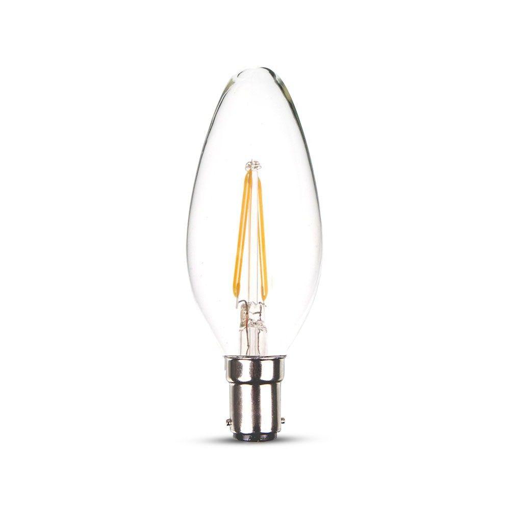 VT-284D 4W CANDLE FILAMENT BULB -CLEAR GLASS SAMSUNG CHIP 3000K B15 DIMMABLE