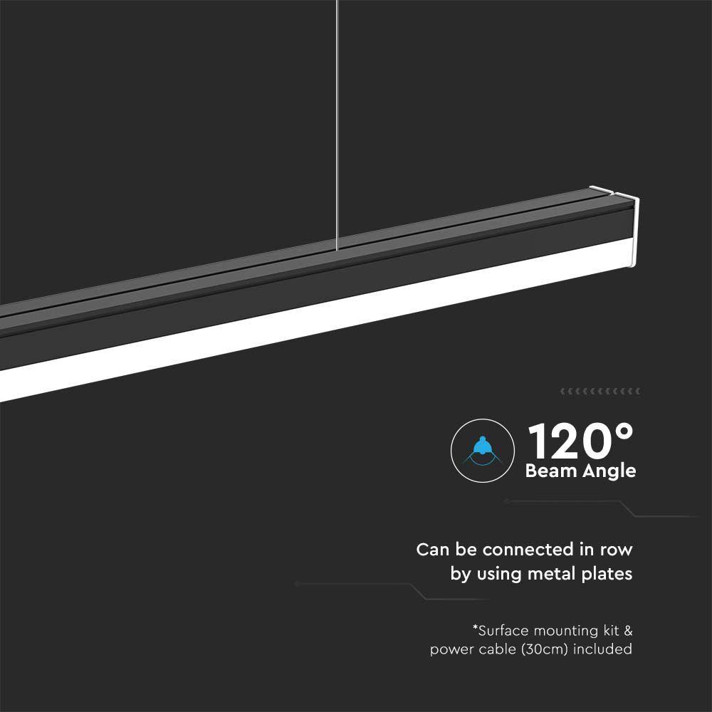 40W Oprawa Liniowa LED, Barwa: 6500K, Obudowa: Czarna      , VTAC, SKU 10137