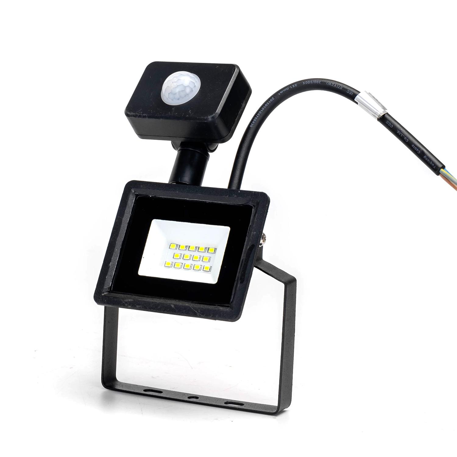 LED Motion Sensor Floodlight Black 10W (Die-casting)