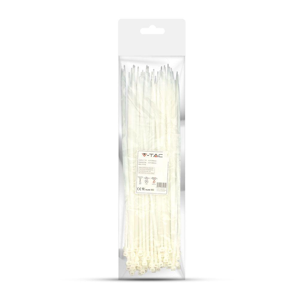 CABLE TIE 4.5*350mm WHITE (FLAMABILITY MATERIAL RATING - UL94-V2) 100PCS/PACK