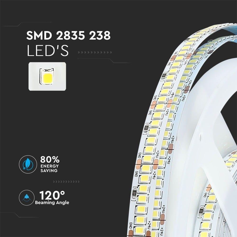 VT-2835-238 17W/M LED STRIP LIGHT 3000K IP20 24V (150LM/W) (5M/ROLL)