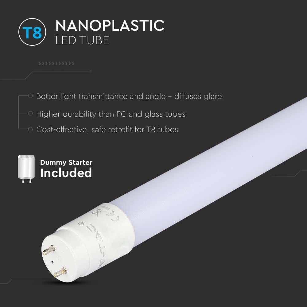 VT-6072 9W T8 LED PLASTIC TUBE NON ROTATABLE 60CM 6500K G13