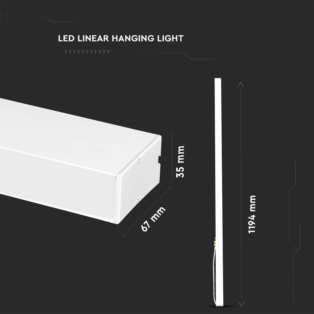 VT-7-40 40W LED LINEAR HANGING SUSPENSION LIGHT SAMSUNG CHIP 4000K WHITE BODY