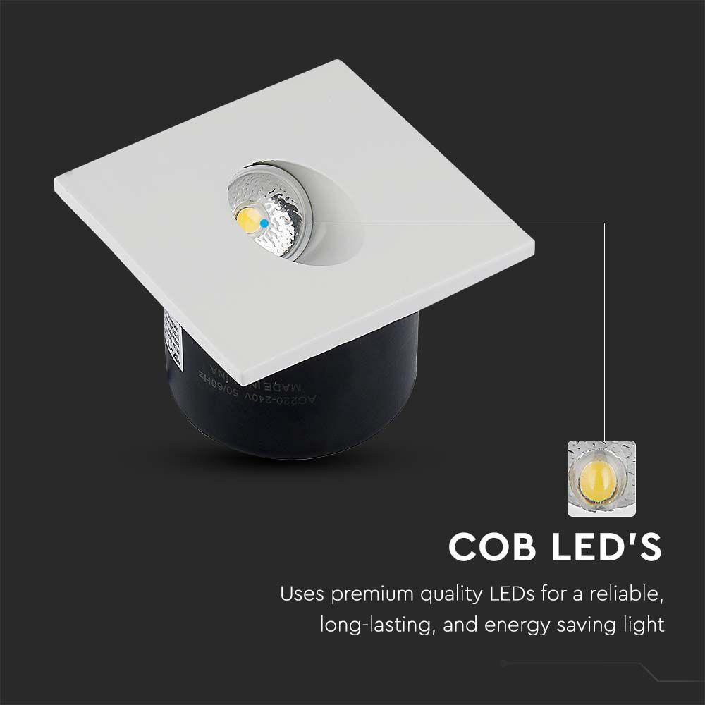 VT-1109 3W LED STEPLIGHT 3000K SQUARE