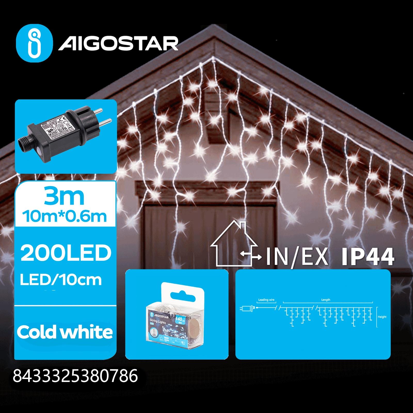 Low voltage icicle (wave) flat string lights, cold white, 10m*0.6m