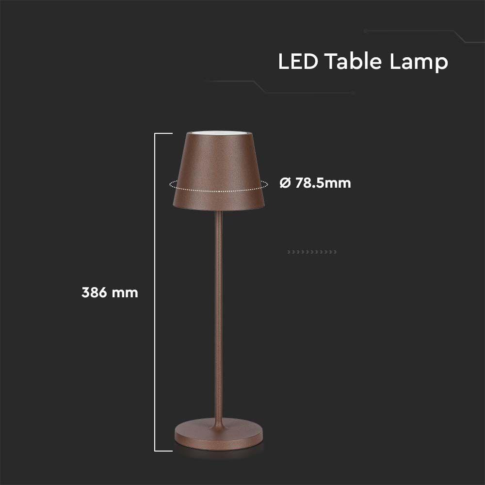 VT-7522 LED 2W TABLE LAMP 4400mA BATTERY 3000K IP54 CORTEN BODY