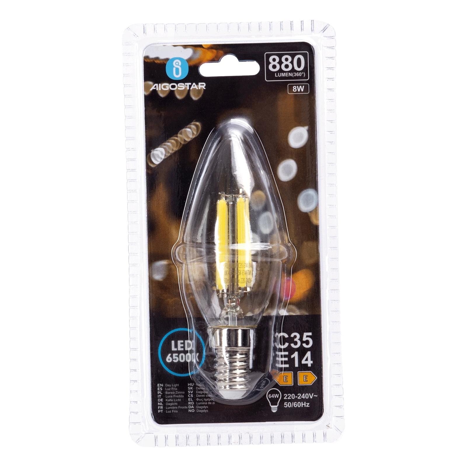 LED Filament Bulb (Clear) C35 E14 8W